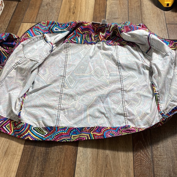 Chico’s Multi Color Zipper Jacket Chicos Size 2 Large 12 - Picture 12 of 13